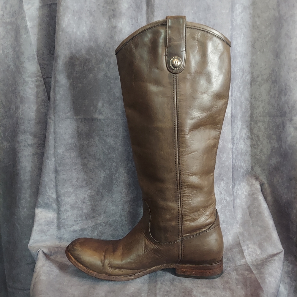 Frye Melissa Button Extended Calf Leather Riding Boots Cognac Brown Women's 9B - Picture 9 of 16